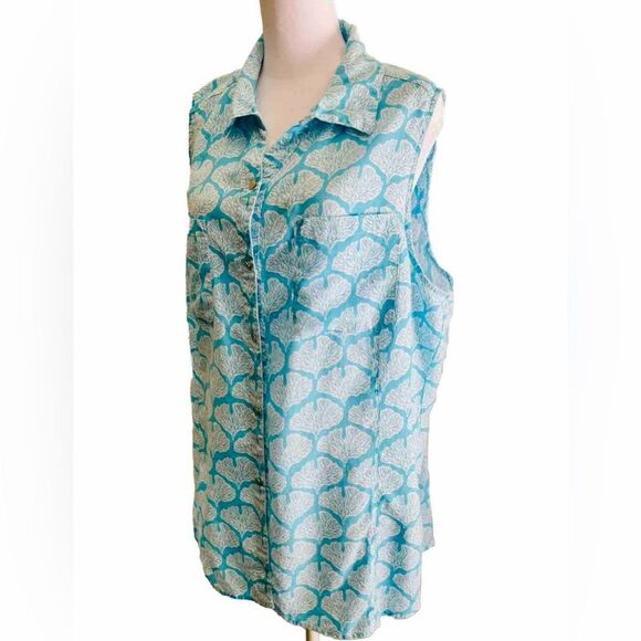 Coral Bay Linen Top Costal Beach Resort Wear Summer Woman XL - Picture 2 of 7